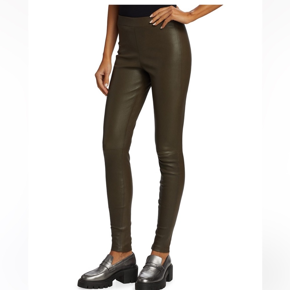 Theory Adbelle Leather Leggings size us 4 colour green New without tag